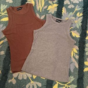 NWOT Fancy Homebody TWO Tank tops Razor back lounge cozy Medium